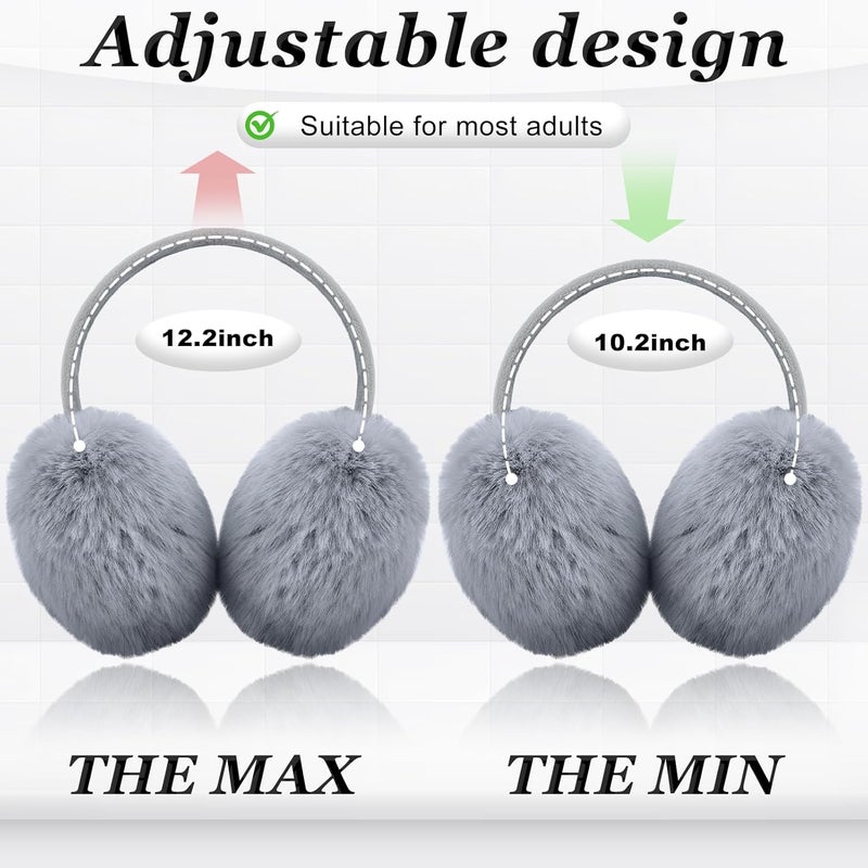TINYAT 3 PCS Adjustable Winter Ear Muffs Faux Fur Warmers Cute Fuzzy Earmuffs Soft Warm Ear Covering for Women Girls - Image 2